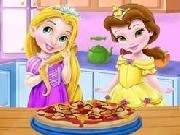 Play Baby Razpunzel and Belle cooking pizza now